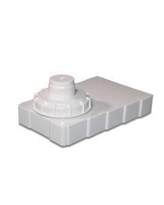 End piece w/flushing cap f/drip trough PVC RM cpl mounted