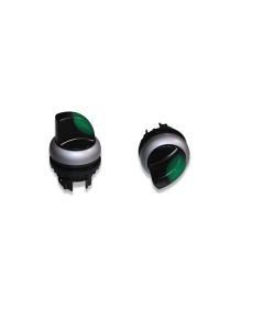 Illuminated selector switch front M22 1-0-2 greenM22-WRLK3-G