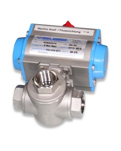 T-ball valve (3/2-ways) 3/4" SST pneumatic drive cw
