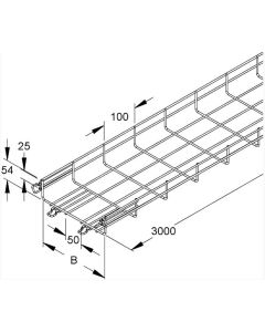 Grid cable tray 54.200 w/connector 54x200x3000 steel hot-dip