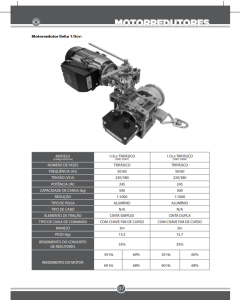 Gearmotor inlet/tunnel door 0,25KW 3Ph 220/380V 50/60Hz IP55